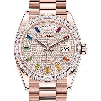 Rolex 128345RBR Diamond-paved rainbow sapphires