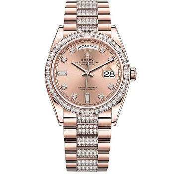 Rolex  Day-Date 36 Everose gold Bezel set with diamond President Bracelet  128345rbr-0020