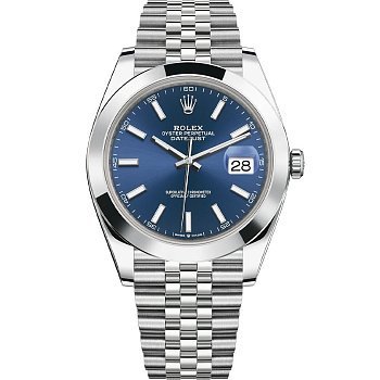 Rolex Datejust 41 Steel Smooth Bezel Jubilee 126300 Blue